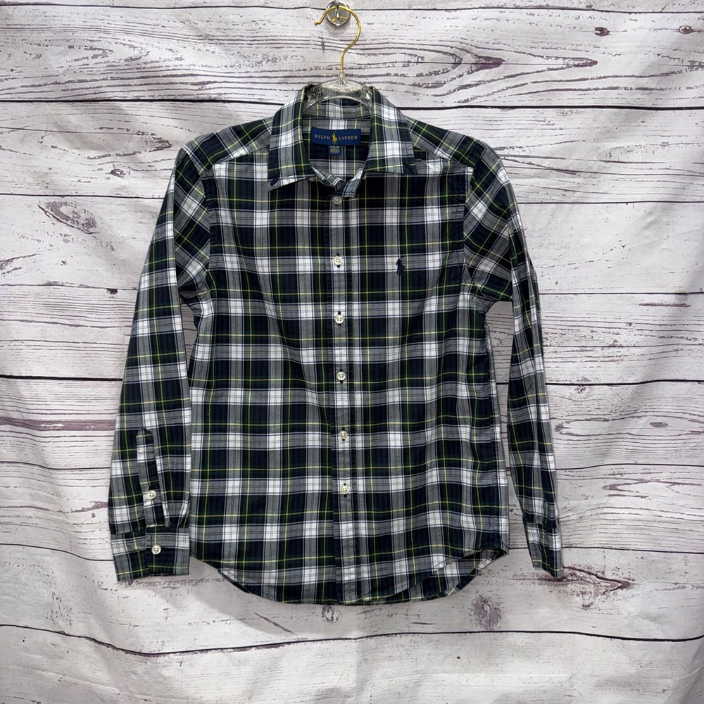 Polo by Ralph Lauren Green Plaid Shirt Size Medium 10-12